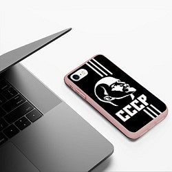 Чехол iPhone 7/8 матовый СССР Ленин, цвет: 3D-светло-розовый — фото 2