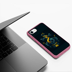 Чехол iPhone 7/8 матовый Череп и золотой якорь, цвет: 3D-малиновый — фото 2