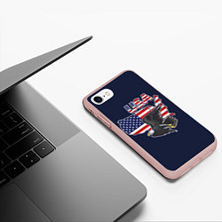 Чехол iPhone 7/8 матовый USA - flag and eagle, цвет: 3D-светло-розовый — фото 2