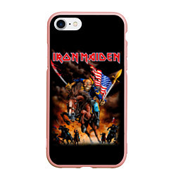 Чехол iPhone 7/8 матовый Iron Maiden: USA Warriors, цвет: 3D-светло-розовый