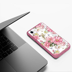 Чехол iPhone 7/8 матовый Нежные розы, цвет: 3D-малиновый — фото 2