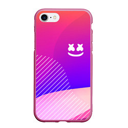 Чехол iPhone 7/8 матовый Marshmello: Colour Geometry, цвет: 3D-малиновый