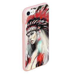 Чехол iPhone 7/8 матовый Индейская девушка, цвет: 3D-светло-розовый — фото 2