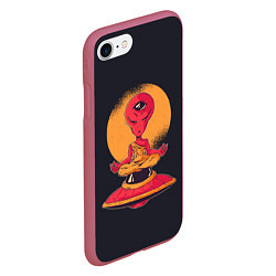 Чехол iPhone 7/8 матовый Пришелец-медитатор, цвет: 3D-малиновый — фото 2