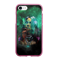 Чехол iPhone 7/8 матовый Billie Eilish: Green Space, цвет: 3D-малиновый