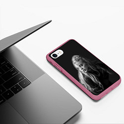 Чехол iPhone 7/8 матовый Billie Eilish: Black Fashion, цвет: 3D-малиновый — фото 2