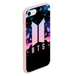 Чехол iPhone 7/8 матовый BTS: Black Butterflies, цвет: 3D-светло-розовый — фото 2