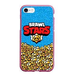 Чехол iPhone 7/8 матовый Brawl Stars: Blue Style, цвет: 3D-малиновый