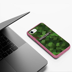Чехол iPhone 7/8 матовый MINECRAFT FOREST, цвет: 3D-малиновый — фото 2