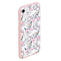 Чехол iPhone 7/8 матовый Тропические фламинго, цвет: 3D-светло-розовый — фото 2