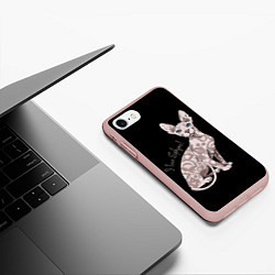 Чехол iPhone 7/8 матовый I Love Sphynx!, цвет: 3D-светло-розовый — фото 2