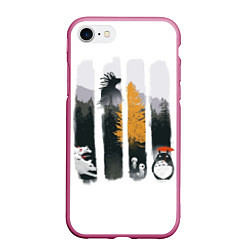 Чехол iPhone 7/8 матовый Хранители Леса, цвет: 3D-малиновый