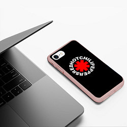 Чехол iPhone 7/8 матовый Red Hot chili peppers logo on black, цвет: 3D-светло-розовый — фото 2