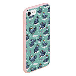 Чехол iPhone 7/8 матовый Голуби и червяки, цвет: 3D-светло-розовый — фото 2