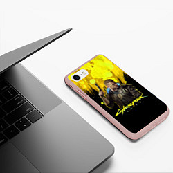 Чехол iPhone 7/8 матовый Cyberpunk 2077, цвет: 3D-светло-розовый — фото 2