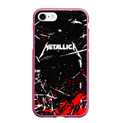 Чехол iPhone 7/8 матовый METALLICA, цвет: 3D-малиновый