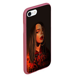 Чехол iPhone 7/8 матовый Billie Eilish: Red Head, цвет: 3D-малиновый — фото 2