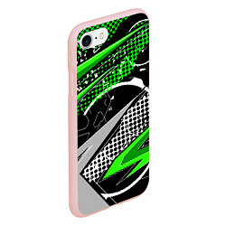 Чехол iPhone 7/8 матовый Black and green corners, цвет: 3D-светло-розовый — фото 2