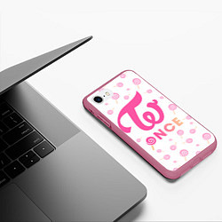 Чехол iPhone 7/8 матовый TWICE, цвет: 3D-малиновый — фото 2