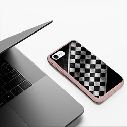 Чехол iPhone 7/8 матовый Финишная лента в клетку, цвет: 3D-светло-розовый — фото 2
