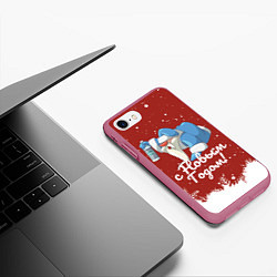 Чехол iPhone 7/8 матовый Пьяный Дед Мороз, цвет: 3D-малиновый — фото 2