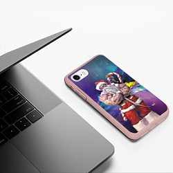 Чехол iPhone 7/8 матовый Крутой дед мороз, цвет: 3D-светло-розовый — фото 2