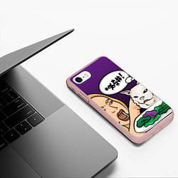 Чехол iPhone 7/8 матовый Woman yelling at a cat, цвет: 3D-светло-розовый — фото 2