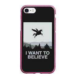 Чехол iPhone 7/8 матовый I want to believe, цвет: 3D-малиновый