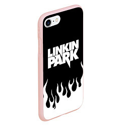Чехол iPhone 7/8 матовый Linkin Park: Black Flame, цвет: 3D-светло-розовый — фото 2