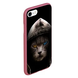 Чехол iPhone 7/8 матовый Уличный кот, цвет: 3D-малиновый — фото 2