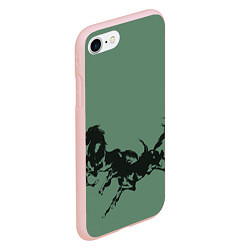 Чехол iPhone 7/8 матовый Черные кони, цвет: 3D-светло-розовый — фото 2