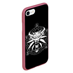 Чехол iPhone 7/8 матовый The Witcher, цвет: 3D-малиновый — фото 2