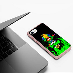 Чехол iPhone 7/8 матовый Brawl Stars LEON, цвет: 3D-светло-розовый — фото 2