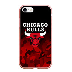 Чехол iPhone 7/8 матовый CHICAGO BULLS, цвет: 3D-светло-розовый