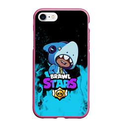 Чехол iPhone 7/8 матовый Brawl Stars LEON SHARK, цвет: 3D-малиновый