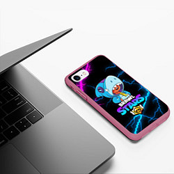 Чехол iPhone 7/8 матовый BRAWL STARS LEON SHARK, цвет: 3D-малиновый — фото 2