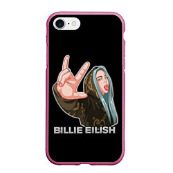 Чехол iPhone 7/8 матовый BILLIE EILISH, цвет: 3D-малиновый