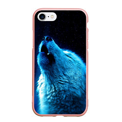 Чехол iPhone 7/8 матовый Волк воет на луну, цвет: 3D-светло-розовый