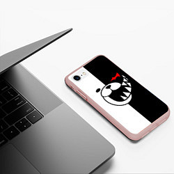 Чехол iPhone 7/8 матовый MONOKUMA КАПЮШОН, цвет: 3D-светло-розовый — фото 2