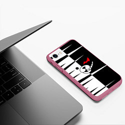 Чехол iPhone 7/8 матовый Monokuma, цвет: 3D-малиновый — фото 2