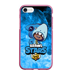 Чехол iPhone 7/8 матовый Brawl Stars LEON SHARK, цвет: 3D-малиновый