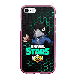 Чехол iPhone 7/8 матовый BRAWL STARS CROW, цвет: 3D-малиновый