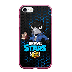 Чехол iPhone 7/8 матовый BRAWL STARS CROW, цвет: 3D-малиновый