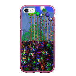 Чехол iPhone 7/8 матовый TERRARIA, цвет: 3D-малиновый