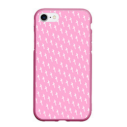 Чехол iPhone 7/8 матовый LiL PEEP Pattern, цвет: 3D-малиновый