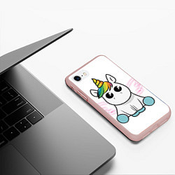 Чехол iPhone 7/8 матовый Милый единорожка, цвет: 3D-светло-розовый — фото 2