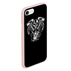 Чехол iPhone 7/8 матовый Движковый череп, цвет: 3D-светло-розовый — фото 2