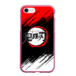 Чехол iPhone 7/8 матовый KIMETSU NO YAIBA, цвет: 3D-малиновый