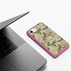 Чехол iPhone 7/8 матовый Камуфляж: осенний, цвет: 3D-малиновый — фото 2