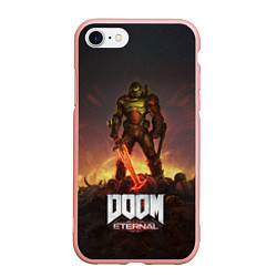 Чехол iPhone 7/8 матовый DOOM ETERNAL, цвет: 3D-светло-розовый